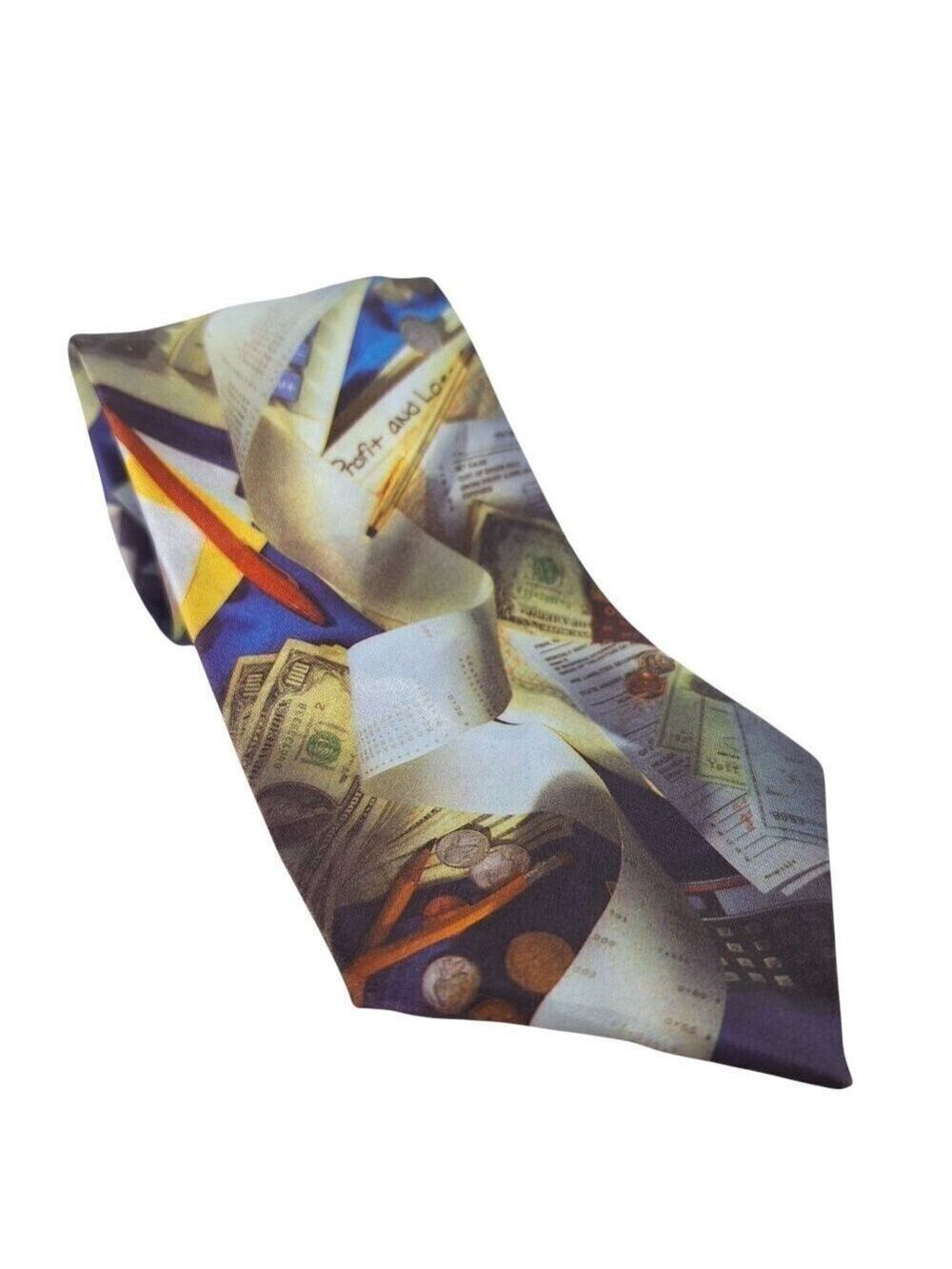 Vintage 1993 Ralph Marlin Money Novelty Necktie
